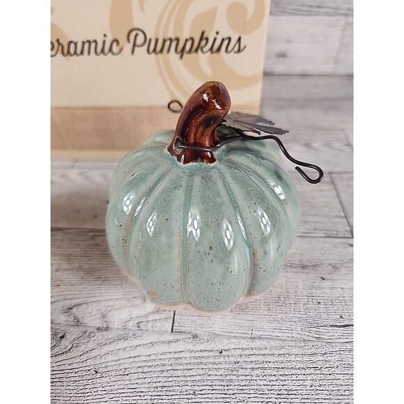 Cracker Barrel Set of 2 Ceramic Pumpkins w/ Box FALL AUTUMN DECOR - Picture 6 of 7